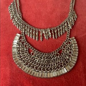 Silver Layered Bib Necklace